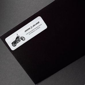 Modern Motorcycle Biker Wedding Return address Label