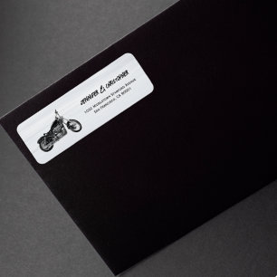 Modern Motorcycle Biker Wedding Return address Label