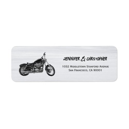Modern Motorcycle Biker Wedding Return address Label