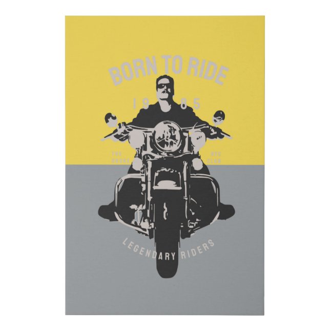 Modern Motorcycle Rider Colorblock Art Faux Canvas Print (Front)