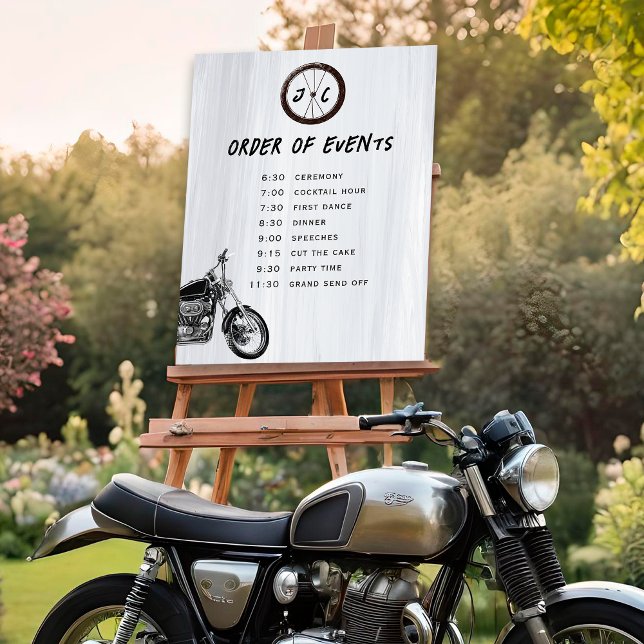 Modern Motorcycle Themed Wedding Schedule Sign (Creator Uploaded)