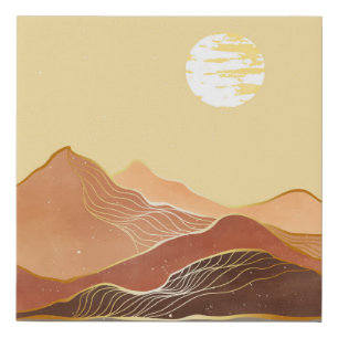 Modern mountain art faux canvas print