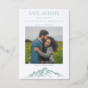 Modern Mountain Destination Wedding Save the Date Letterpress Photo Cards