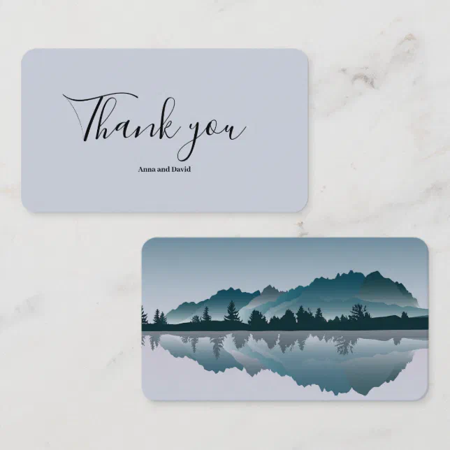 Modern Mountain Forest Scenery Thank you Card | Zazzle