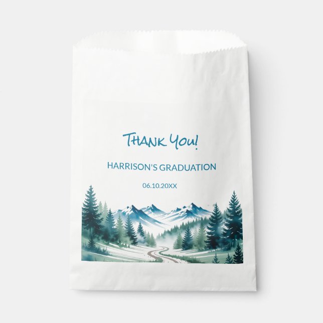 Modern Mountain Graduation Party Favor Bag (Front)