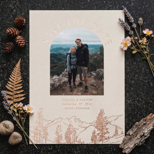 Modern Mountain Outdoors Wedding Save The Date Foil Invitation