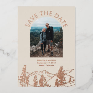 Modern Mountain Outdoors Wedding Save The Date Foil Invitation