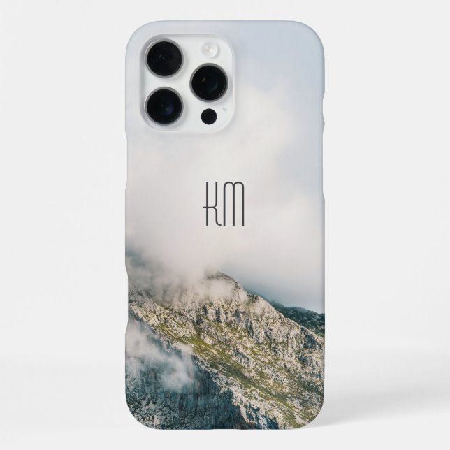 Modern Mountain Peak Monogram iPhone Case (Back)