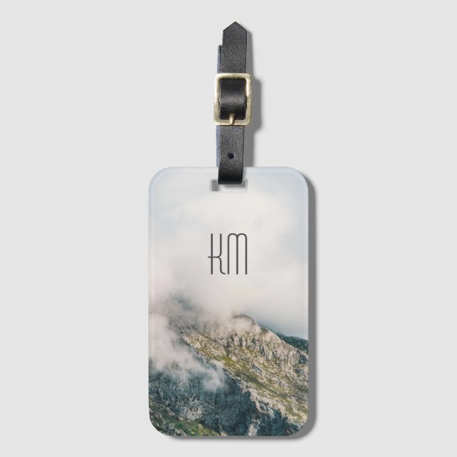 Modern Mountain Peak Monogram Luggage Tag (Front Vertical)