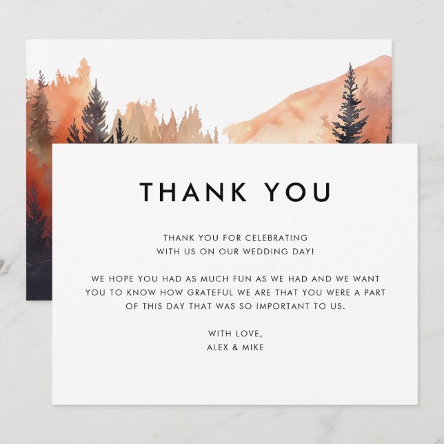 Modern Mountain Wedding Digital Thank You Card (Front/Back)