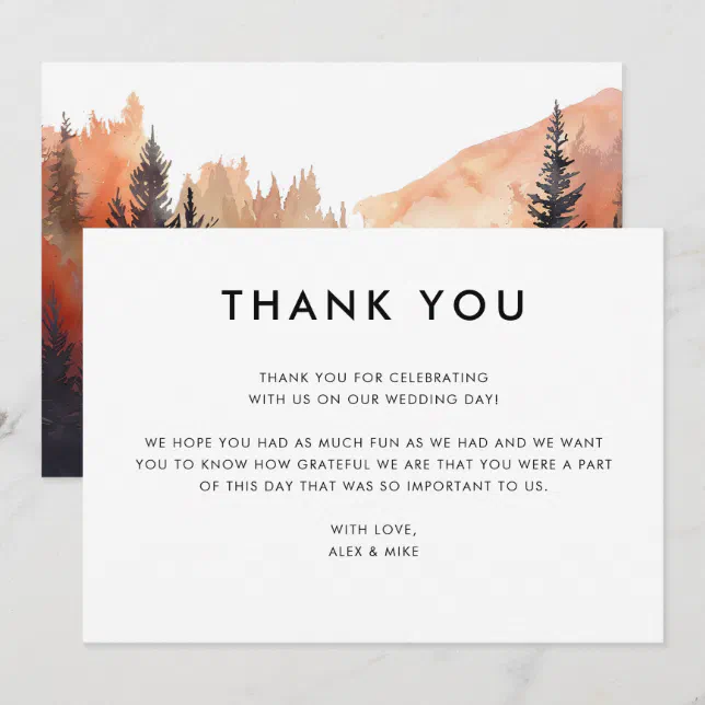 Modern Mountain Wedding Digital Thank You Card | Zazzle
