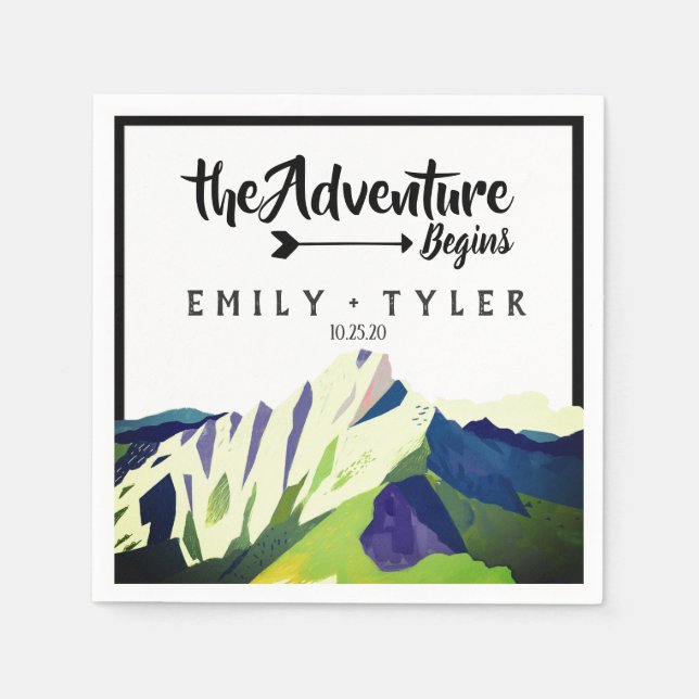 Modern Mountain Woodland Forest Wedding Custom Napkins (Front)