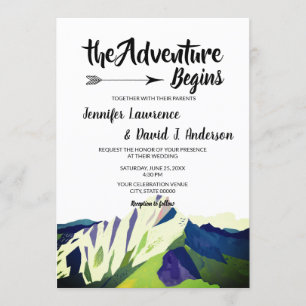 Modern Mountain Woodland Forest Wedding Invitation