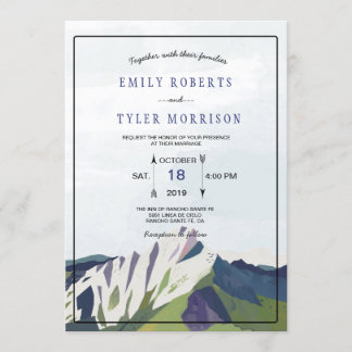 Modern Mountain Woodland Forest Wedding Invite