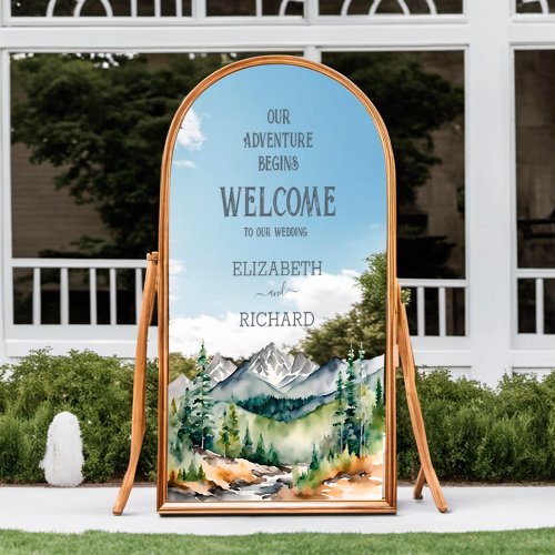 Modern Mountains Rustic Adventure Wedding Welcome Window Cling