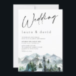 Modern Mountains Wilderness Minimalist Wedding Inv Invitation<br><div class="desc">Modern Mountains Wilderness Minimalist Wedding Invitation

Simple and modern wedding invitation featuring a modern calligraphy heading and a mountain or wilderness watercolor scenery. This modern mountains wedding invitation is ideal for a couple looking for a watercolor wilderness wedding invitation.</div>