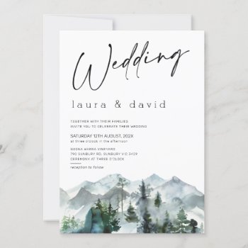 Modern Mountains Wilderness Minimalist Wedding Inv Invitation by figtreedesign at Zazzle