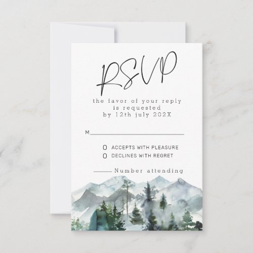 Modern Mountains Wilderness Wedding RSVP Invitation