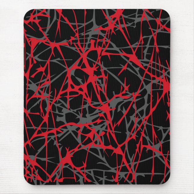 Modern mousepad, abstract, black, red, gray mouse pad (Front)