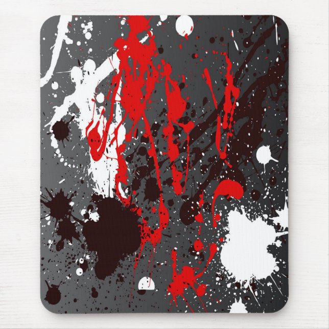 Modern mousepad, abstract, black, red, gray, white mouse pad (Front)