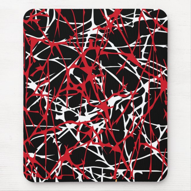 Modern mousepad, abstract, black, red, white mouse pad (Front)