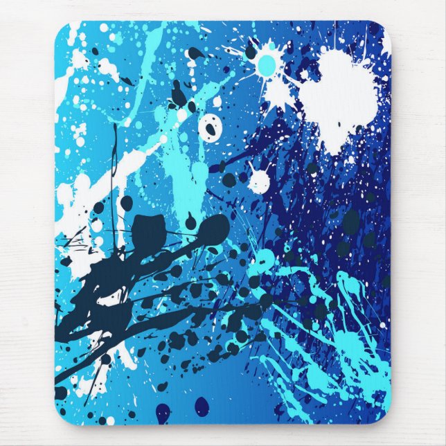 Modern mousepad, abstract, sprayed, blue, white mouse pad (Front)