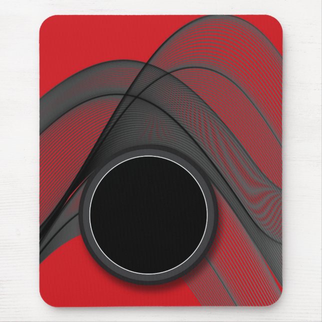 Modern mousepad, black, red, gray, abstract mouse pad (Front)