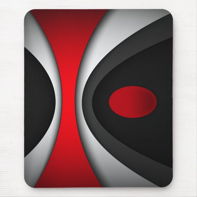 Modern mousepad, black, red, gray, white, abstract mouse pad (Front)