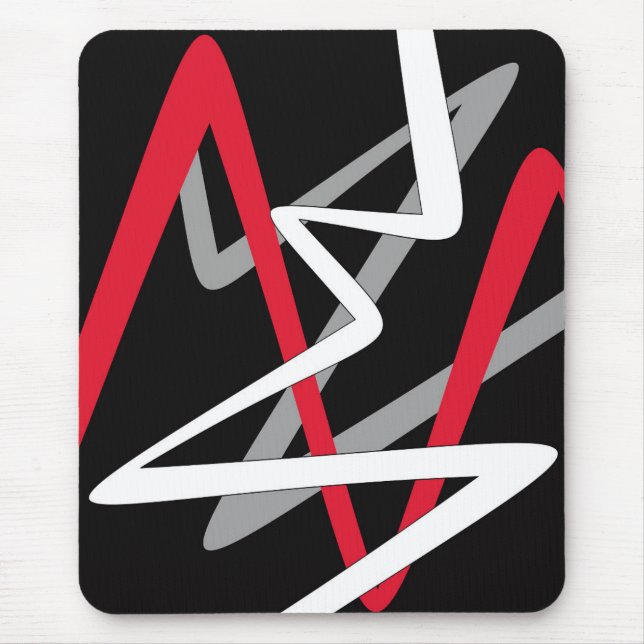 Modern mousepad, black, red, gray, white, abstract mouse pad (Front)