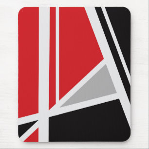 Modern mousepad, black, red, gray, white, abstract mouse pad
