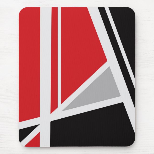 Modern mousepad, black, red, gray, white, abstract mouse pad (Front)