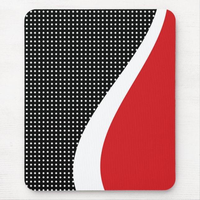 Modern mousepad, black, red, white, abstract, dots mouse pad (Front)