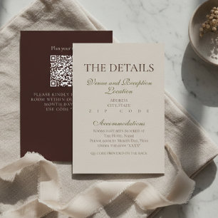 Modern Mousse Brown Wedding Details Enclosure Card
