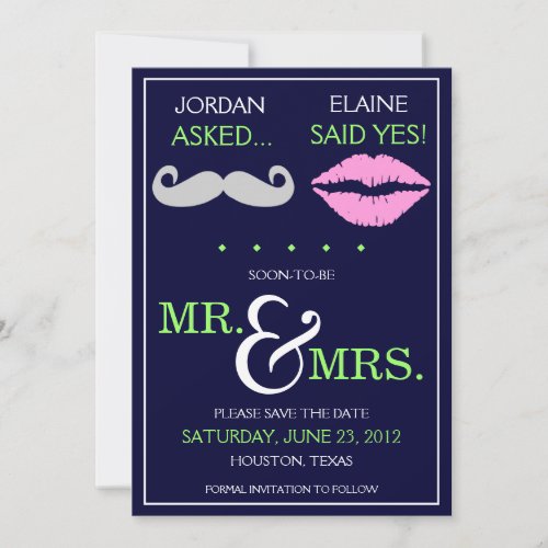Modern Moustache Lips Mr. &amp; Mrs. Save the Date