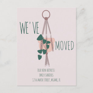 Modern Moved NEW HOME Address Hanging Plants Postcard