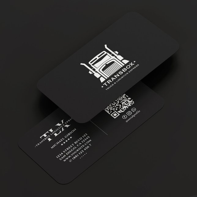 Modern Mover Logistics Truck Driver Black Minimal Business Card (Modern Mover Logistics Truck Driver Black Minimal Business Card
)