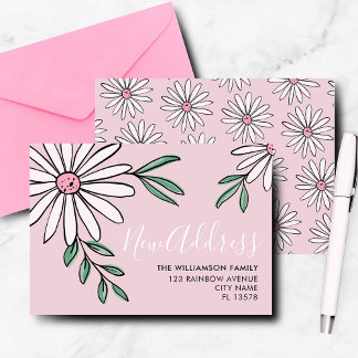 Modern Moving Announcement Floral Daisy
