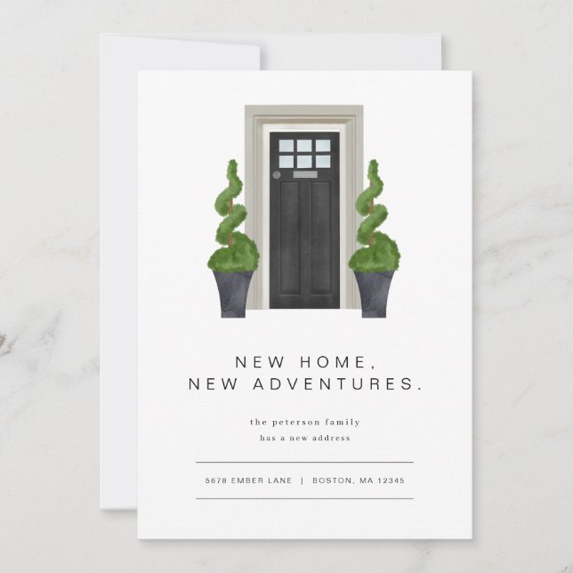 Modern Moving Announcement with Black Front Door (Front)