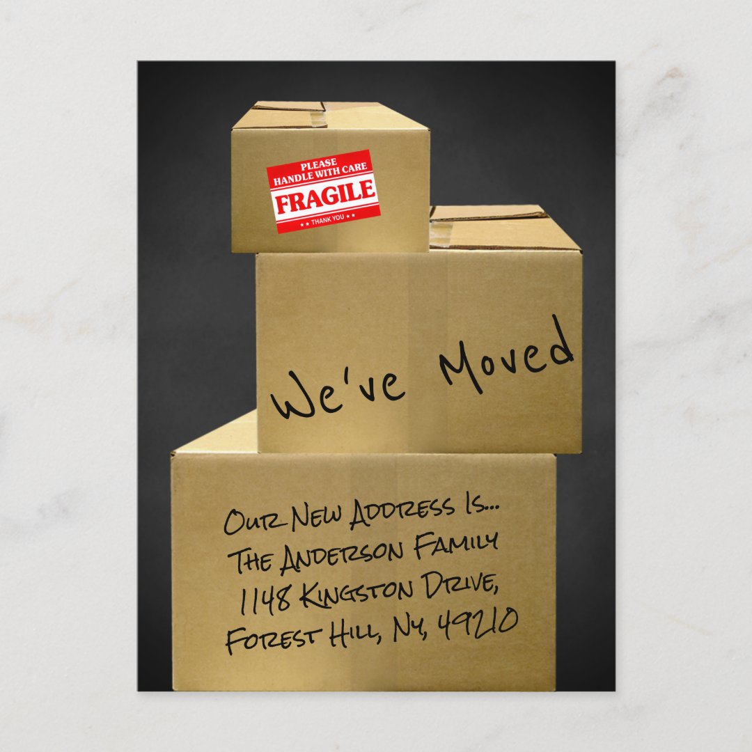 Modern Moving Boxes New Address Announcement Postcard | Zazzle