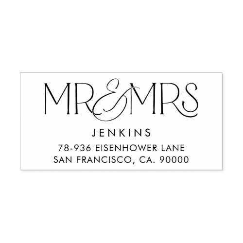 Modern Mr and Mrs Address Self Inking Rubber Stamp