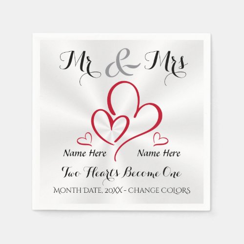 Modern Mr and Mrs Cocktail Napkins PERSONALIZED