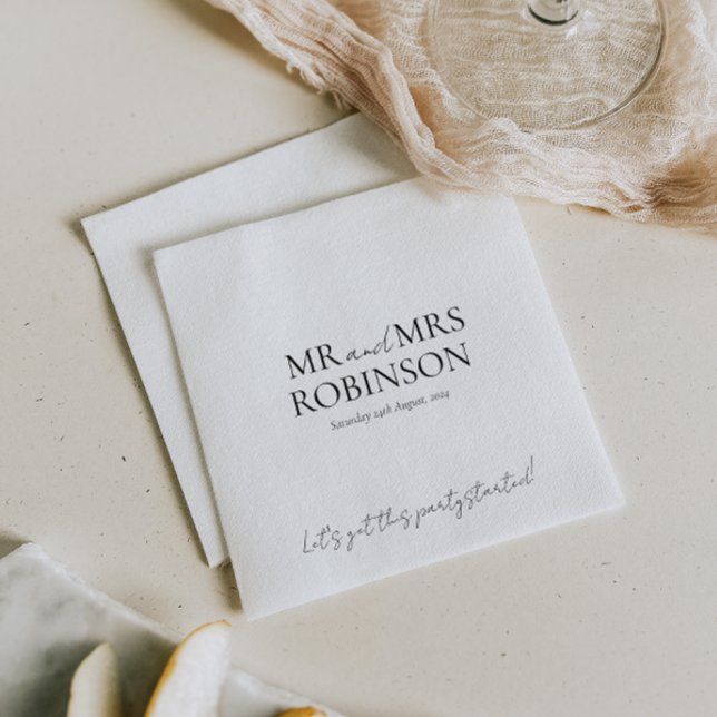 Modern Mr and Mrs Elegant Wedding Napkin (Creator Uploaded)