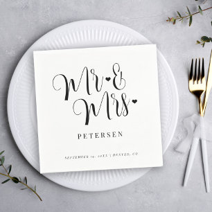 Modern Mr and Mrs script elegant wedding Napkins