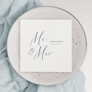 Modern Mr. and Mrs. script minimalist wedding Napkins