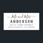 Modern Mr and Mrs Script Newlywed Return Address Rubber Stamp<br><div class="desc">Stylish and chic return address design features a Mr. and Mrs. in modern calligraphy script and last name in simple bold block lettering. Personalize with the newlywed couple's last name and address.</div>