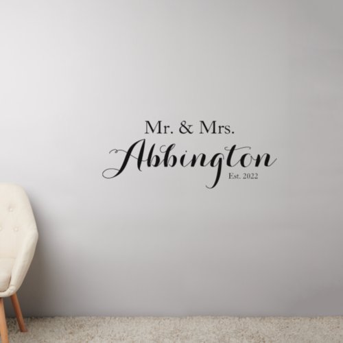Modern Mr And Mrs Wedding Couple Personalized Wall Decal