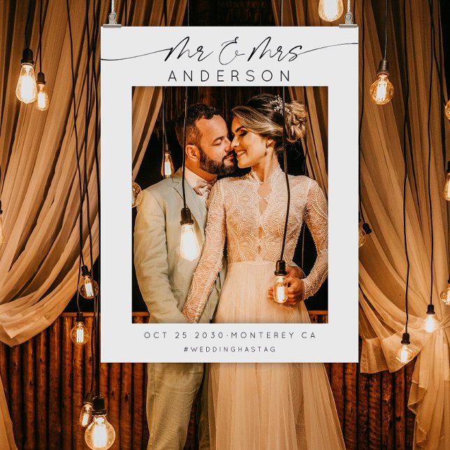 Modern Mr and Mrs Wedding Photo Booth Selfie Frame Foam Board (Creator Uploaded)