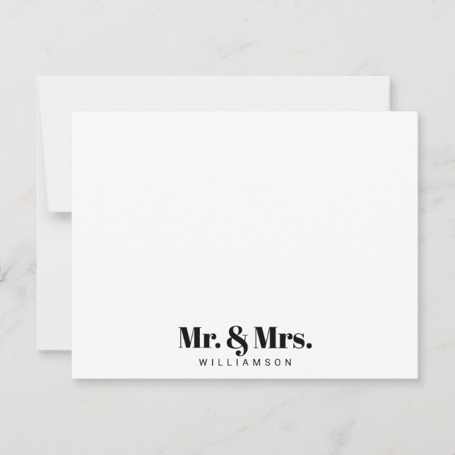 Modern Mr. and Mrs. Your Last Name Note Card (Front)
