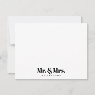 Modern Mr. and Mrs. Your Last Name Note Card