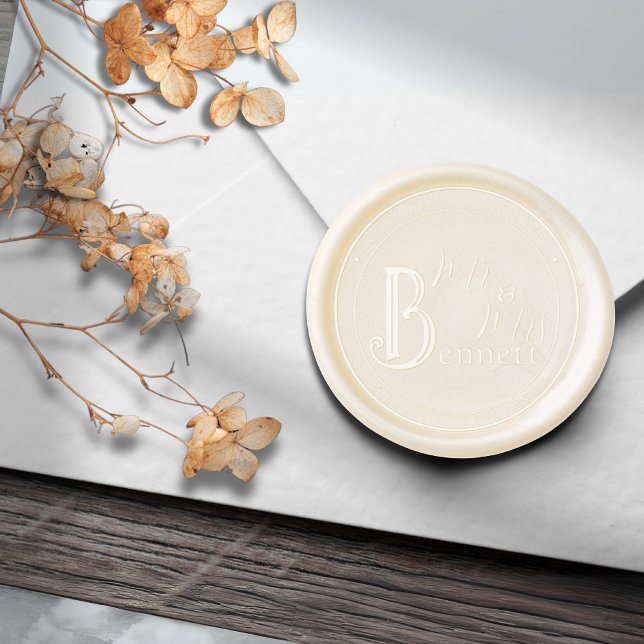 Modern Mr Mrs Couple Surname Wedding Wax Seal Stamp (Modern Mr Mrs Couple Surname Wedding Wax Seal)